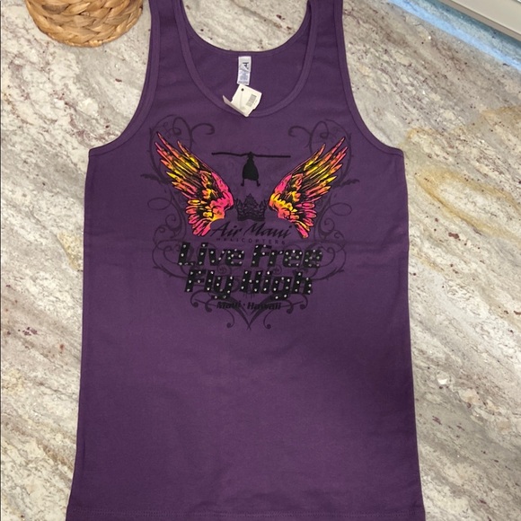 bella Tops - XXL Women’s Purple Air Maui Graphic Tank Top, with tags